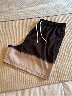 Original Use Black and Beige Dip-Dye Swim Board Shorts